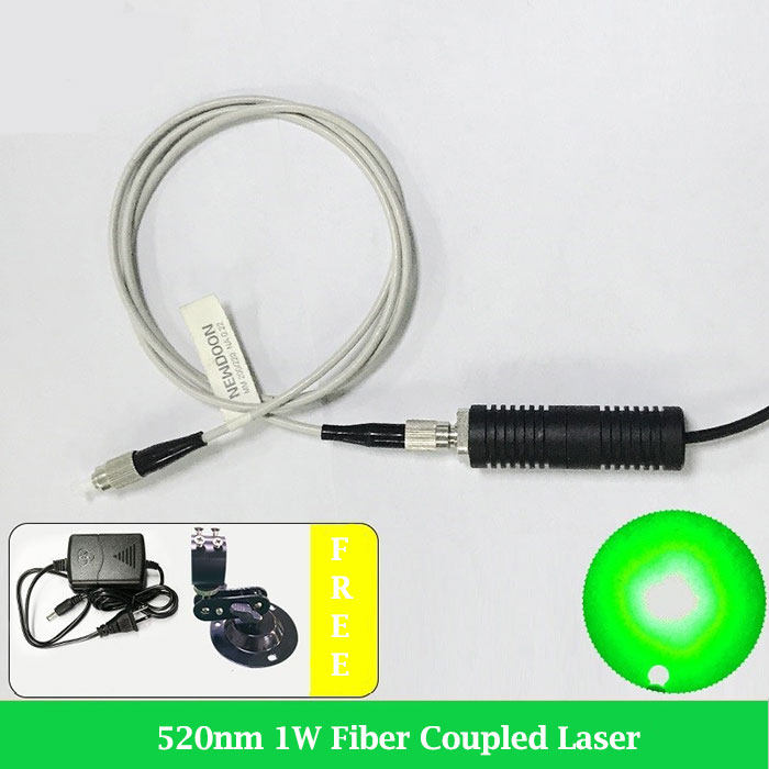 520nm Green Fiber Coupled Laser 1000mW Pigtailed Laser Module With Power Supply